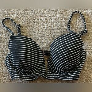 Xhilaration Womens Sz S Bikini Top Black White Underwire Padded Adjustable Strap